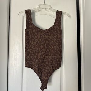 Free People Floral Chocolate Bodysuit